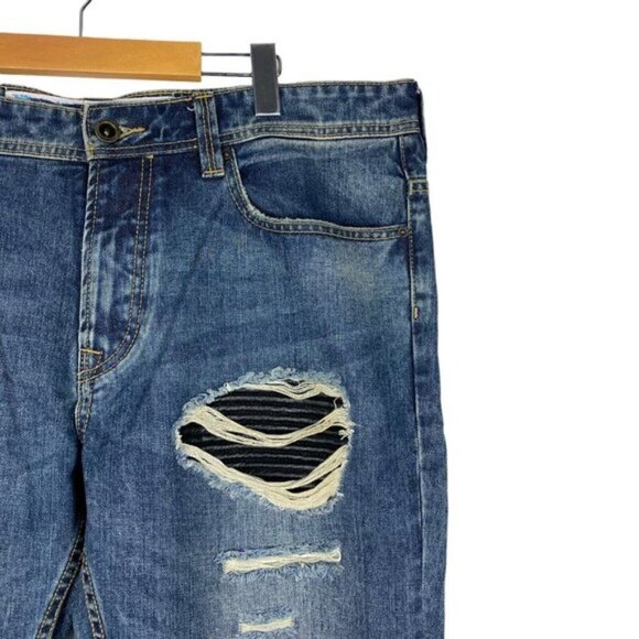 PARASUCO Men's Blue Mike Fit Destroyed Medium Rise Classic Slim Jeans 38 x 34 - Picture 4 of 14